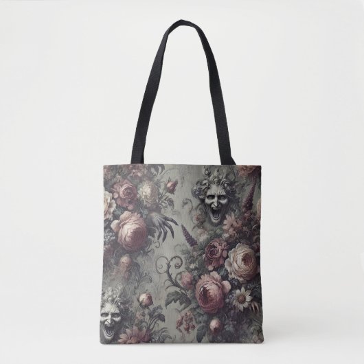 Tote Bag Laugh Lines - Gothique Grotesque Floral Baroque (Devant)