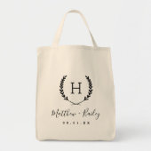 Tote Bag Laurel Crest Mariage Monogramme (Devant)