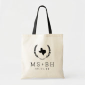 Tote Bag Laurel Crest Texas Mariage Monogramme (Devant)