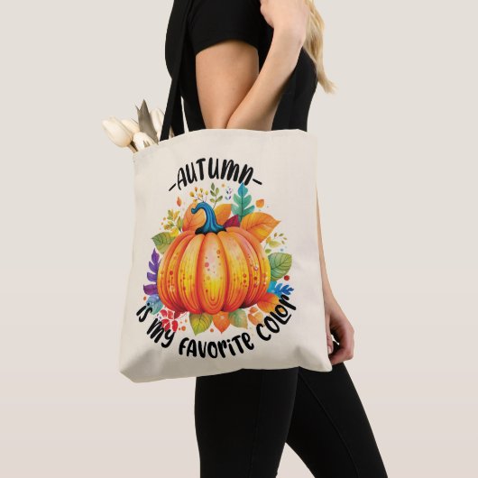 Tote Bag L'automne est ma couleur préférée - Citrouille et (De près)