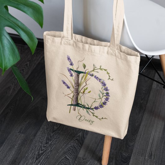 Tote Bag Lavage botanique 'B' Monogramme Nom personnalisé