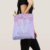 Tote Bag Lavande à goutte violette métallique personnalisée (De près)