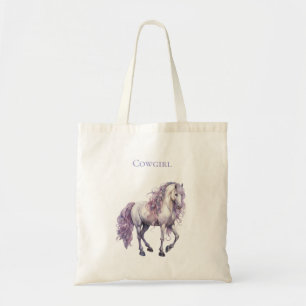 Tote Bag Lavande Blanc Floral Cheval Cowgirl