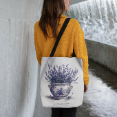 Tote Bag Lavande dans Delft Blue, personnalisable