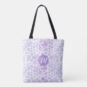 Tote Bag Lavande Dessin à la main Flore et Monogramme (Dos)