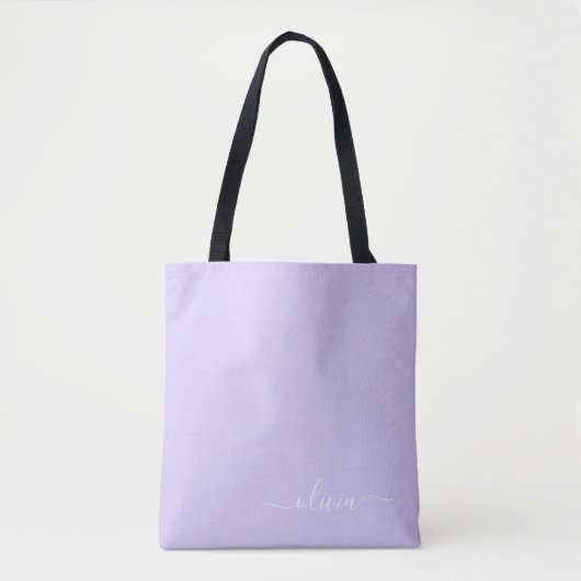 Tote Bag Lavande violet blanc fille Script Monogramme (Devant)