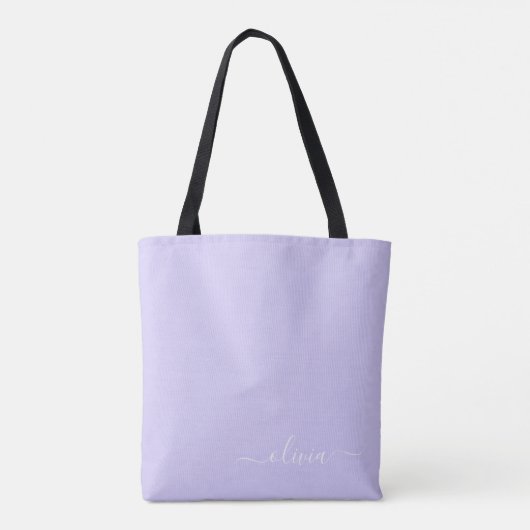 Tote Bag Lavande violet blanc fille Script Monogramme (Dos)