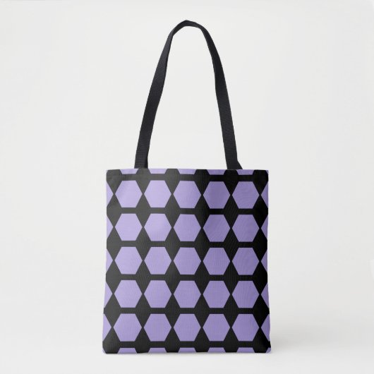 Tote Bag Lavande violet noir nid d'abeille hexagone géométr (Devant)