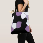 Tote Bag Lavande violet noir noir Motif élégant (De près)
