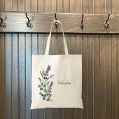 Tote Bag Lavande violette eucalyptus fleurs de verdure nom