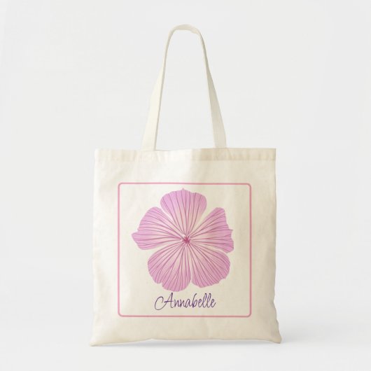 Tote Bag Lavatera rose (Devant)
