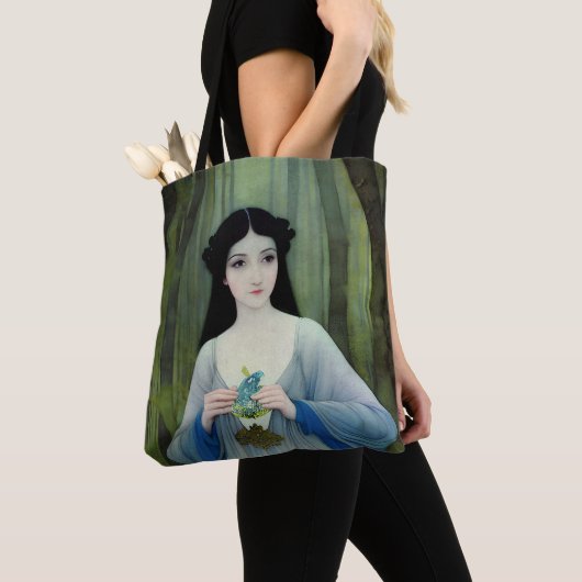 Tote Bag Lave-encre illustration de la belle femme à Woods (De près)