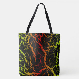 Tote Bag Lave spatiale fissurée - Citron/Rouge