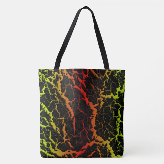 Tote Bag Lave spatiale fissurée - Citron/Rouge (Devant)