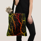 Tote Bag Lave spatiale fissurée - Citron/Rouge (De près)