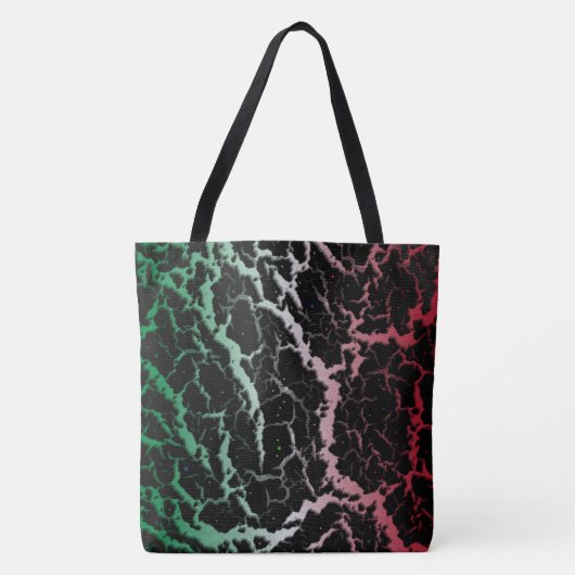 Tote Bag Lave spatiale fissurée - Vert/Blanc/Rouge (Devant)