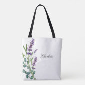 Tote Bag Lavender eucalyptus nom vert script blanc (Dos)