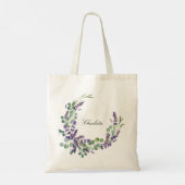 Tote Bag Lavender eucalyptus vert nom floral script (Dos)