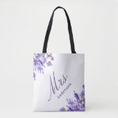Tote Bag Lavender florales violet script mrs nom mariage (Devant)