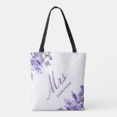 Tote Bag Lavender florales violet script mrs nom mariage (Dos)