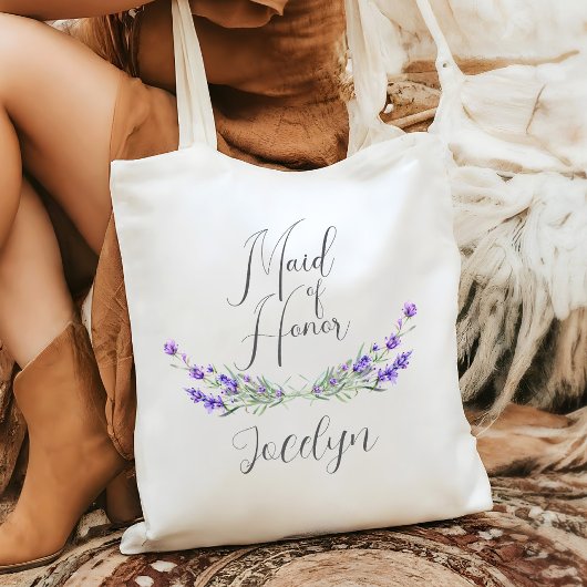Tote Bag Lavender Laurel Maid of Honor Mariage
