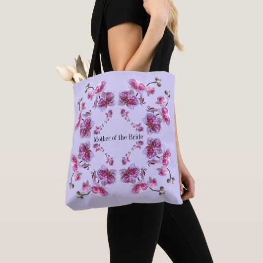 Tote Bag Lavender Orchidées Nom de texte personnalisé Maria (De près)