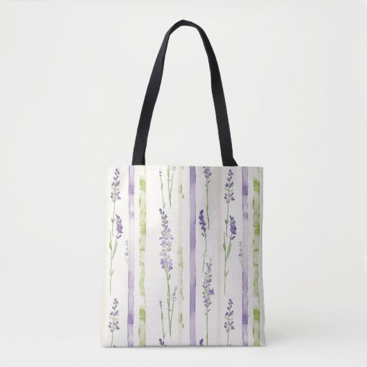 Tote Bag Lavender Stripes Floral   (Devant)
