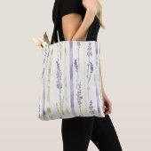 Tote Bag Lavender Stripes Floral   (De près)