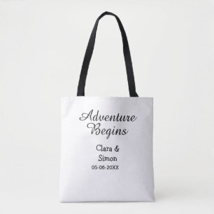 Tote Bag L'aventure commence nom du couple marié datsimple
