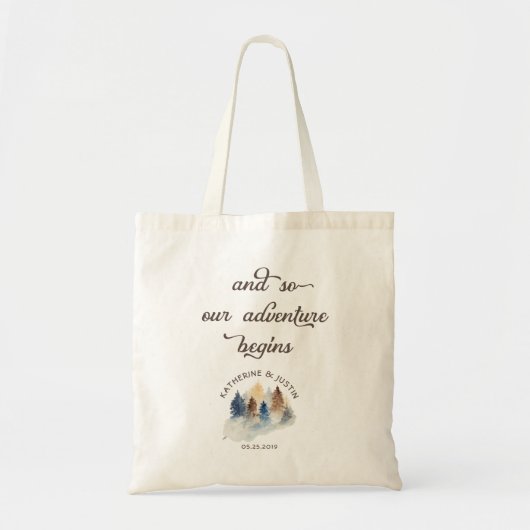 Tote Bag L'aventure commence Rustic Mountain Mariage (Devant)