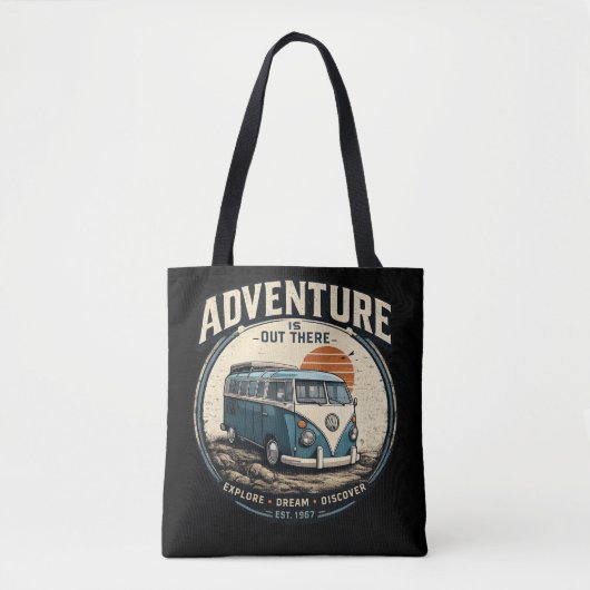 Tote Bag L'Aventure est là-bas – Graphisme de fourgonnette (Devant)