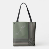 Tote Bag LavishingSur Monogramme Élégant Sage Vert Pinstrip (Dos)