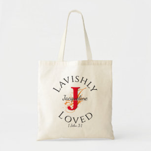 Tote Bag LAVISHLY AIMÉ Personnalisé Monogramme Rouge J