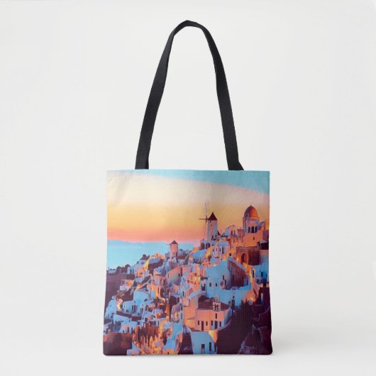 Tote Bag ldp SANTORINI - panorama - par nuit - (Devant)