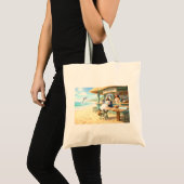 Tote Bag Le bar de plage du pingouin (Devant (produit))
