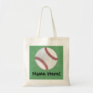 Tote Bag Le base-ball personnalisé sur le vert badine des