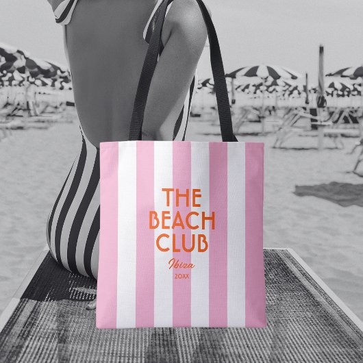 Tote Bag Le Beach Club Ibiza Pink Cabana Stripe