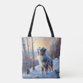 Tote Bag Le Berger Australien Laisser Neige Noël (Dos)