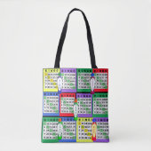 Tote Bag Le BINGO-TEST rouge, bleu, vert, pourpre, jaune (Devant)