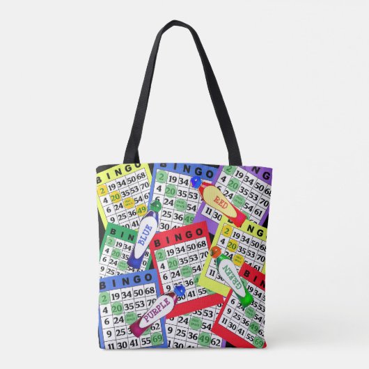 Tote Bag Le BINGO-TEST rouge, bleu, vert, pourpre, jaune (Dos)