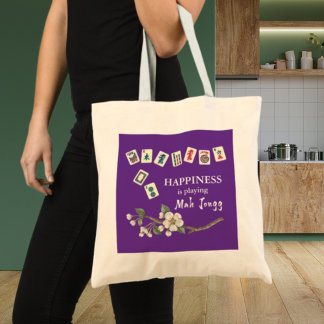 Tote Bag Le bonheur est de jouer Mah Jongg avec/ Girls Purp