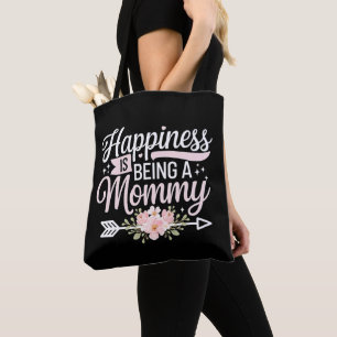 Tote Bag Le bonheur est d'être une maman florale Fête des M
