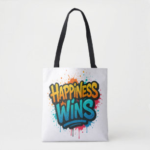 Tote Bag Le bonheur gagne le design Graffiti