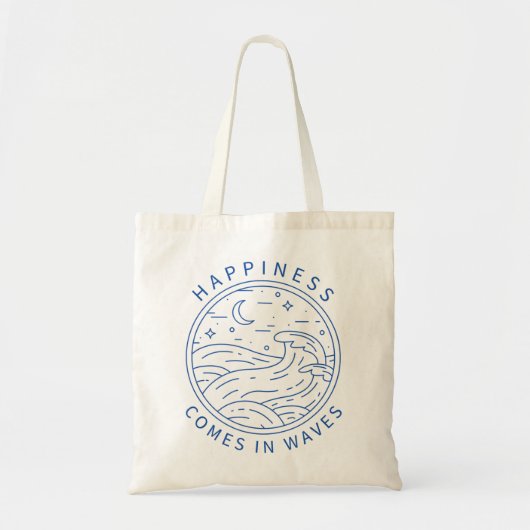 Tote Bag Le Bonheur Vient Dans Vagues Surf Surfer Océan Be (Devant)