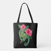 Tote Bag Le caméléon de Jackson avec Hibiscus (Dos)
