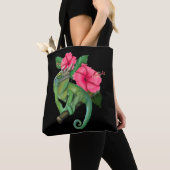 Tote Bag Le caméléon de Jackson avec Hibiscus (De près)