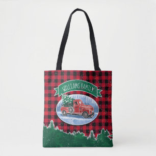 Tote Bag Le camion vintage de Noël ajoutent le nom