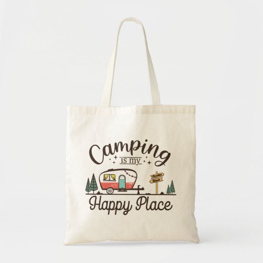 Tote Bag Le Camping Est Mon Endroit Heureux (Devant)