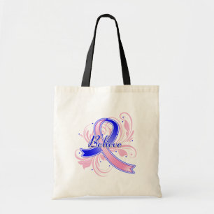 Tote Bag Le cancer du sein masculin croient le ruban de