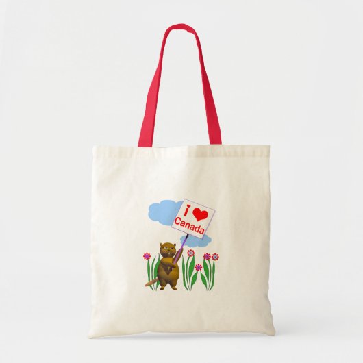 Tote Bag Le Castor canadien aime le Canada (Devant)